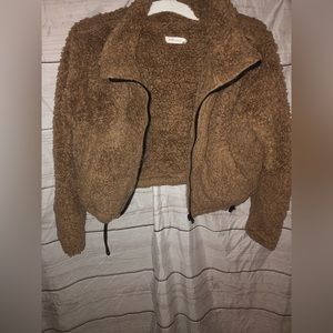 Mind code women fuzzy sweater brown Medium